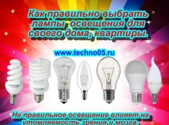 Самые распространенные типы ламп освещения